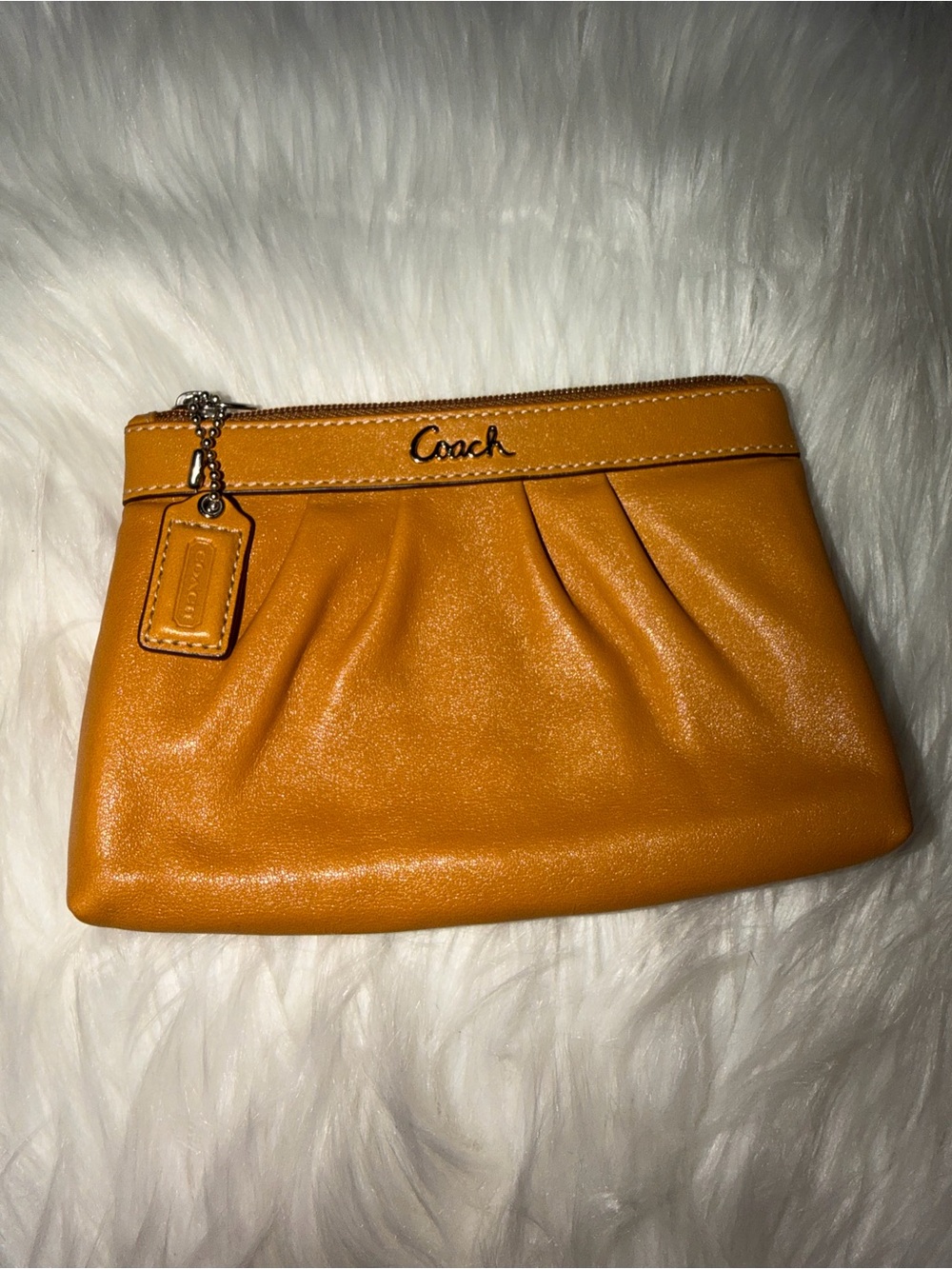 Coach Golden Mustard Leather Wristlet Clutch